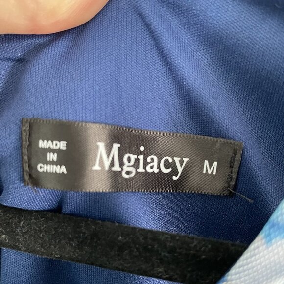 Mgiacy Floral Dark Blue Flutter Sleeve Maxi Dress Medium Lined Fairy Grunge - Picture 4 of 13